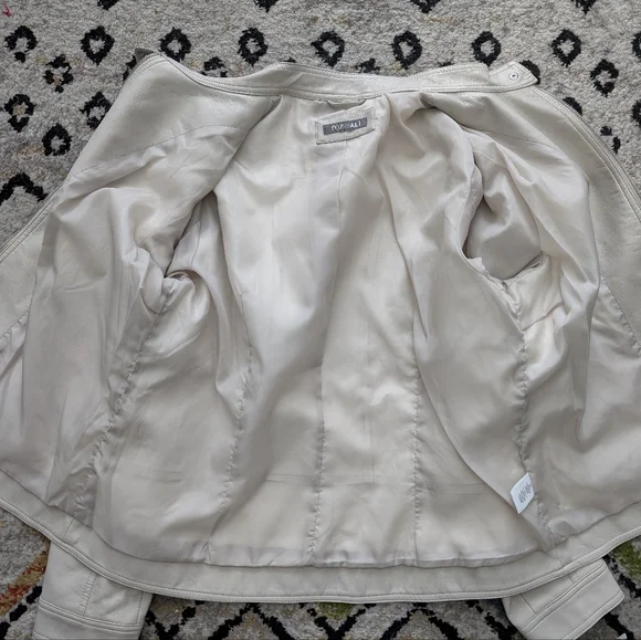 Roz & Ali Faux Leather Moto Jacket, Cream/Off White, XL, Biker - Picture 8 of 8
